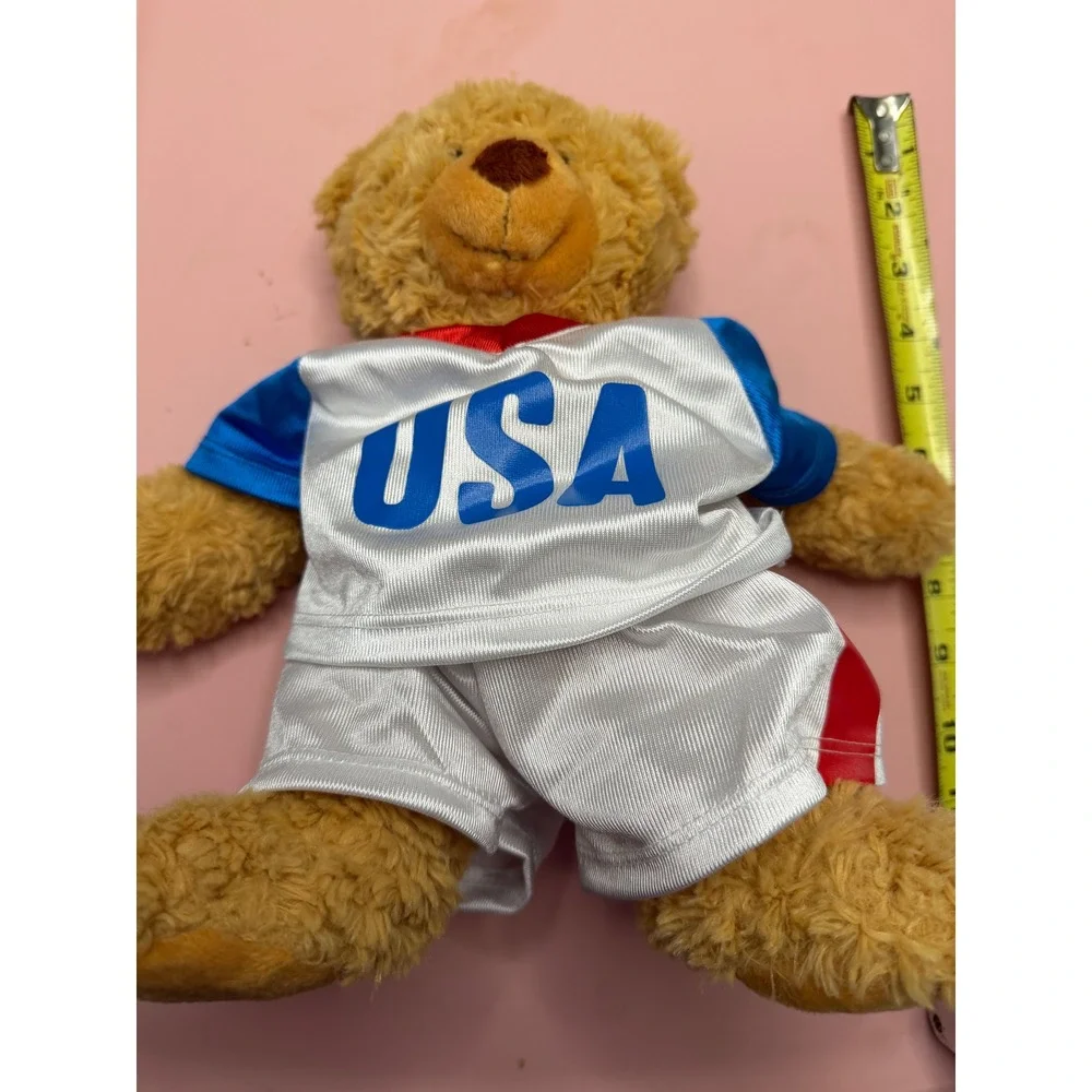 Tan Plush Teddy Bear Team USA Athletic Uniform Jersey Shorts 9‎ Inch Stuffed Toy